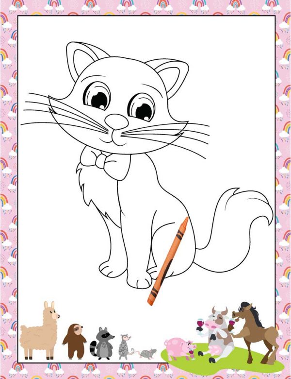 Cute Cartoon Cats Coloring Book For Kids