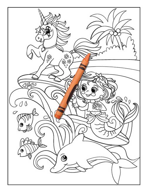 Unicorn Mermaid Coloring Book 4 Books Sun