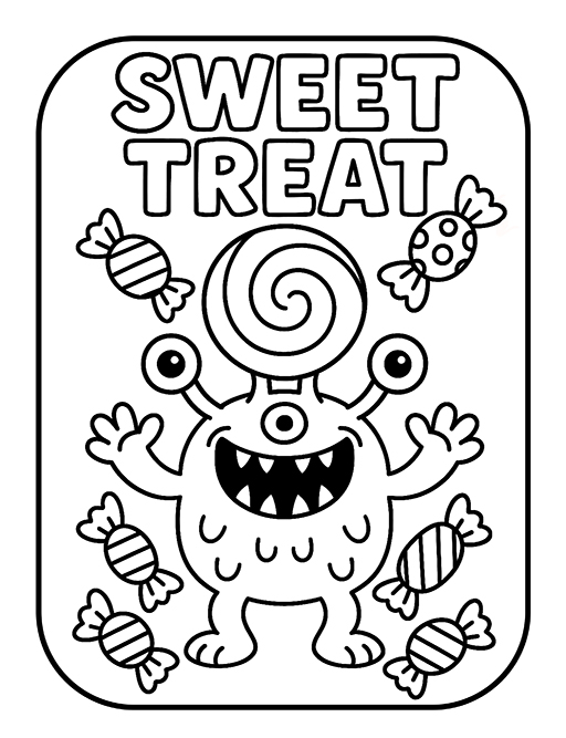 Adorable Creepy Halloween Coloring Book 9 11 Adorable Creepy Halloween Coloring Book - A Cute & Spooky Collection of Ghosts, Pumpkins, Monsters and Candy for Kids Ages 4–8 - Image 9